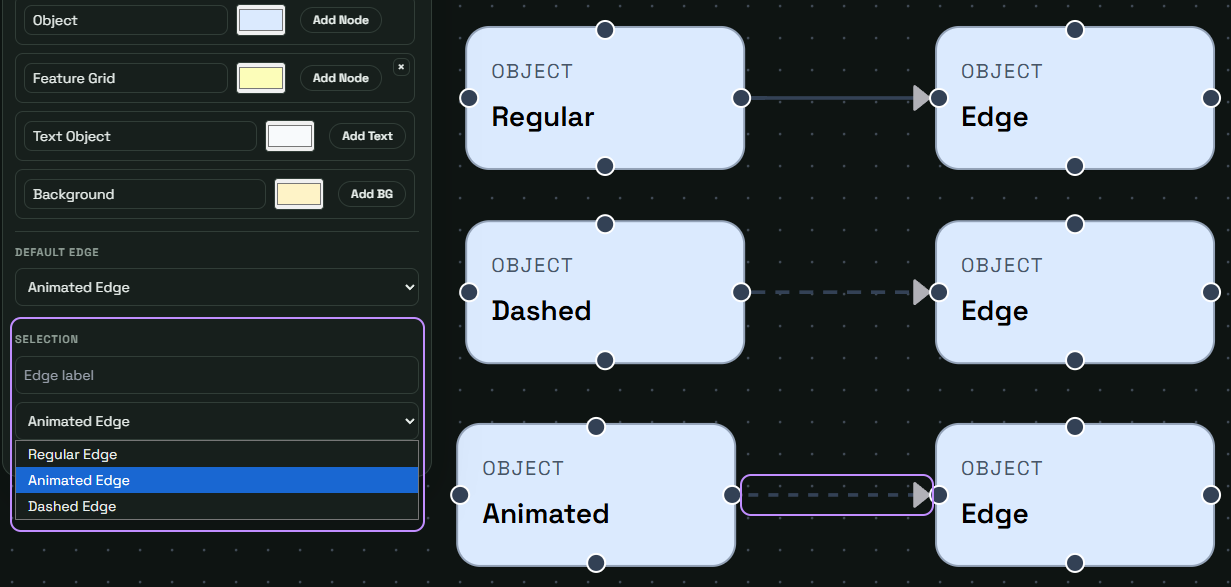 Useful screenshot showing modification of an existing edge