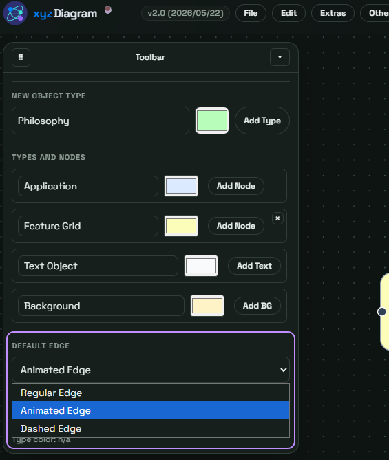 Useful screenshot that shows how to change default edge type